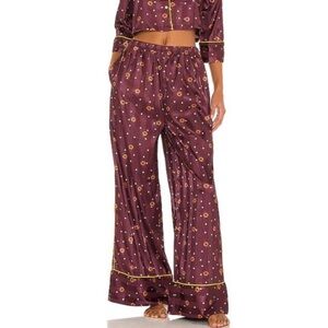Intimately Free People XL Party Print Pajama Pants Burgundy